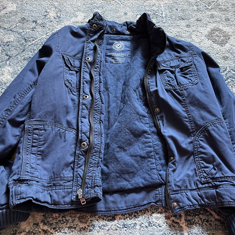 Navy blue American eagle bomber jacket